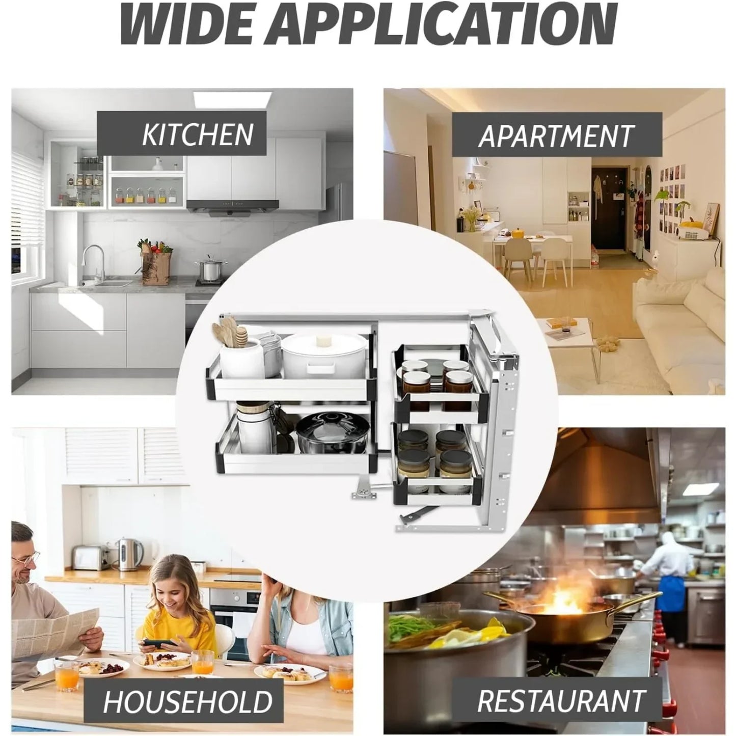 Pull Out Kitchen Cabinet Organizer with Soft Close Mechanism