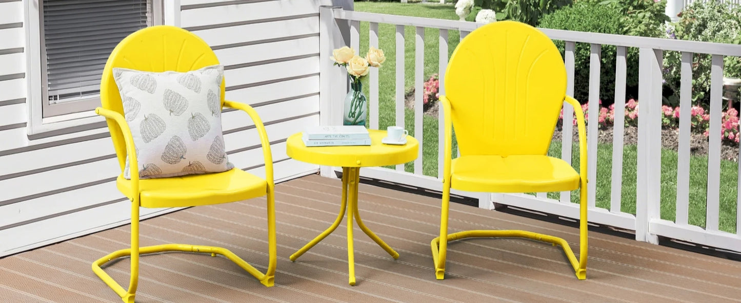 Retro Metal Patio Bistro Set With Motion Armchairs And Table