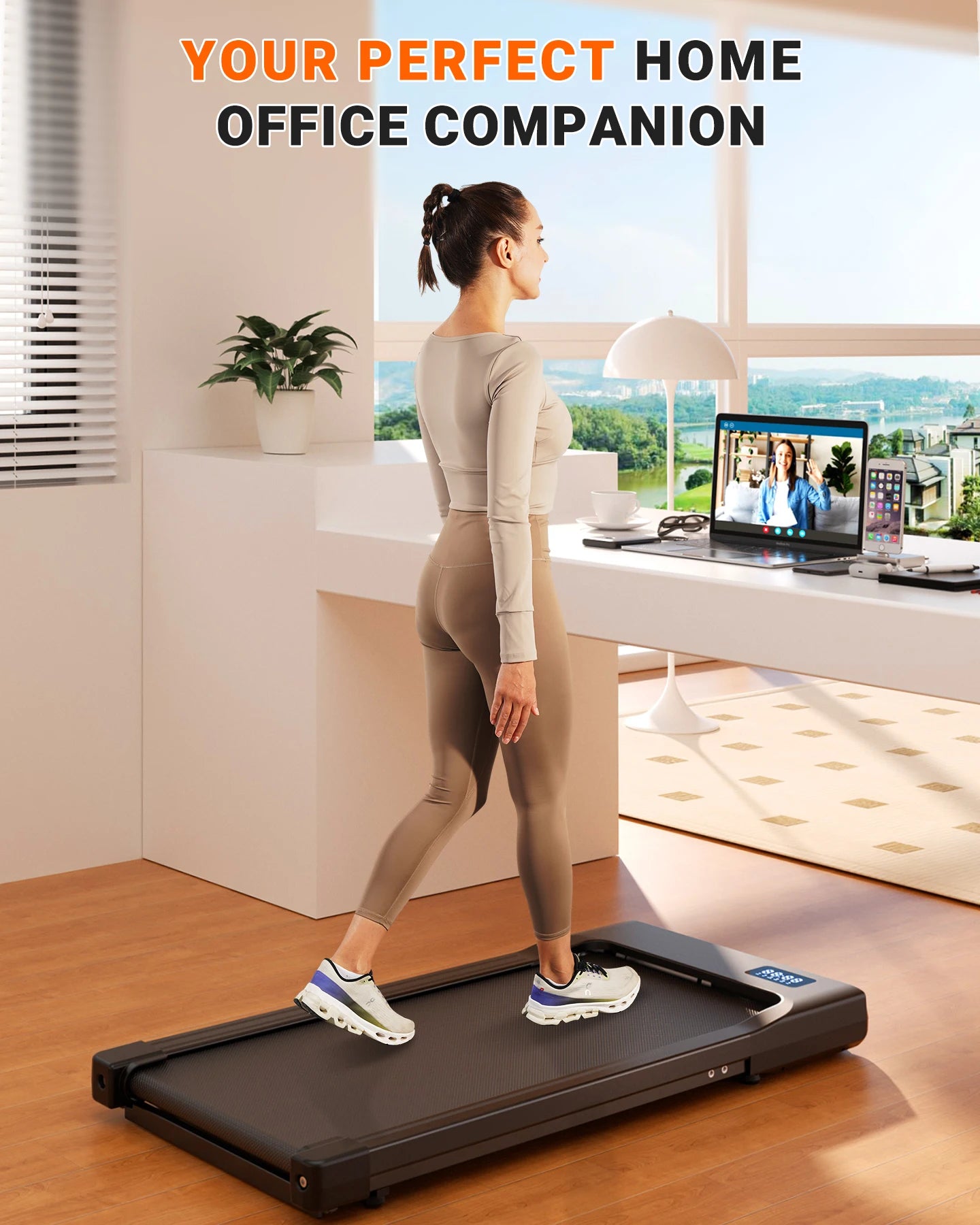 Portable Under Desk Treadmill with Remote Control for Home Office
