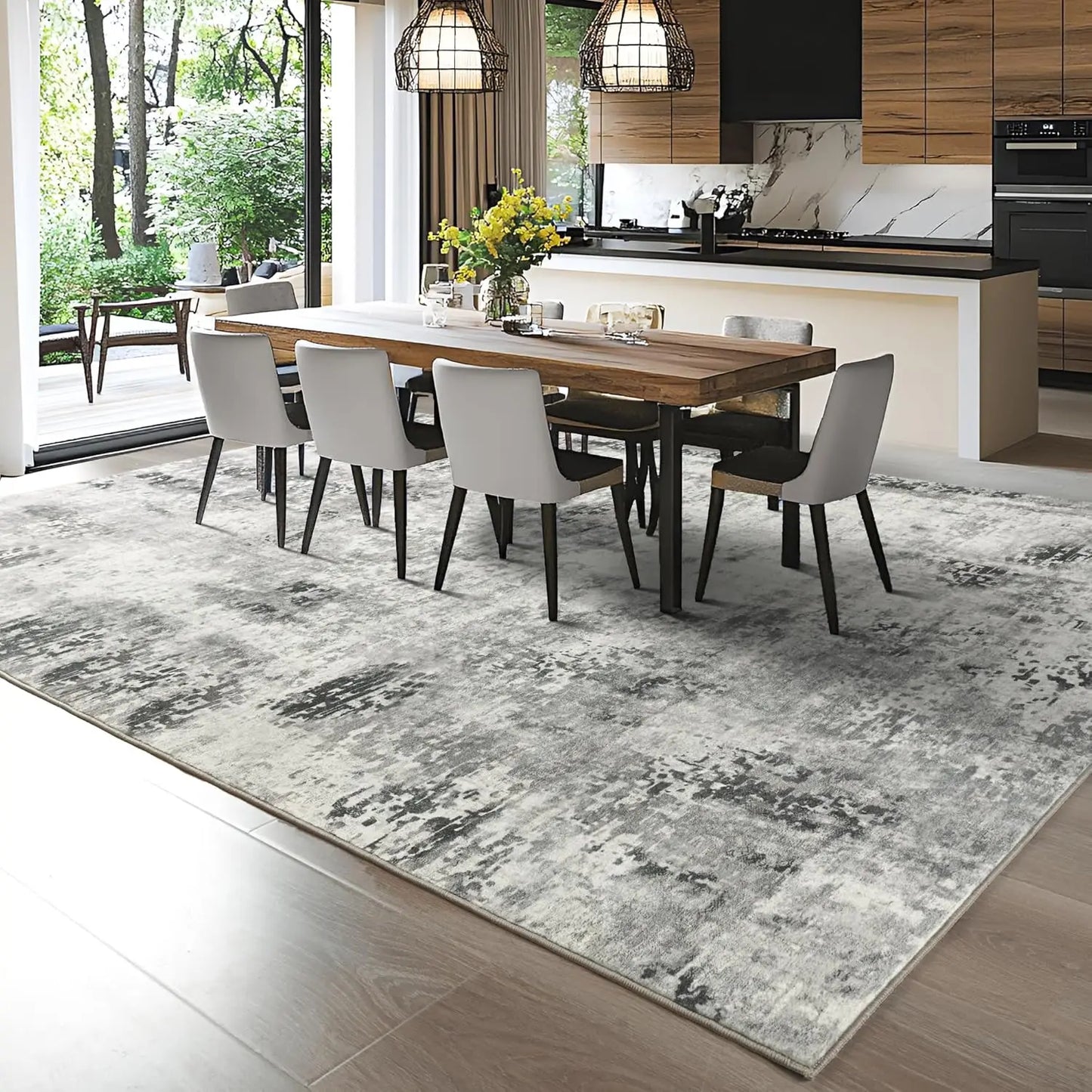 Modern Abstract Soft Non Slip Machine Washable Area Rug