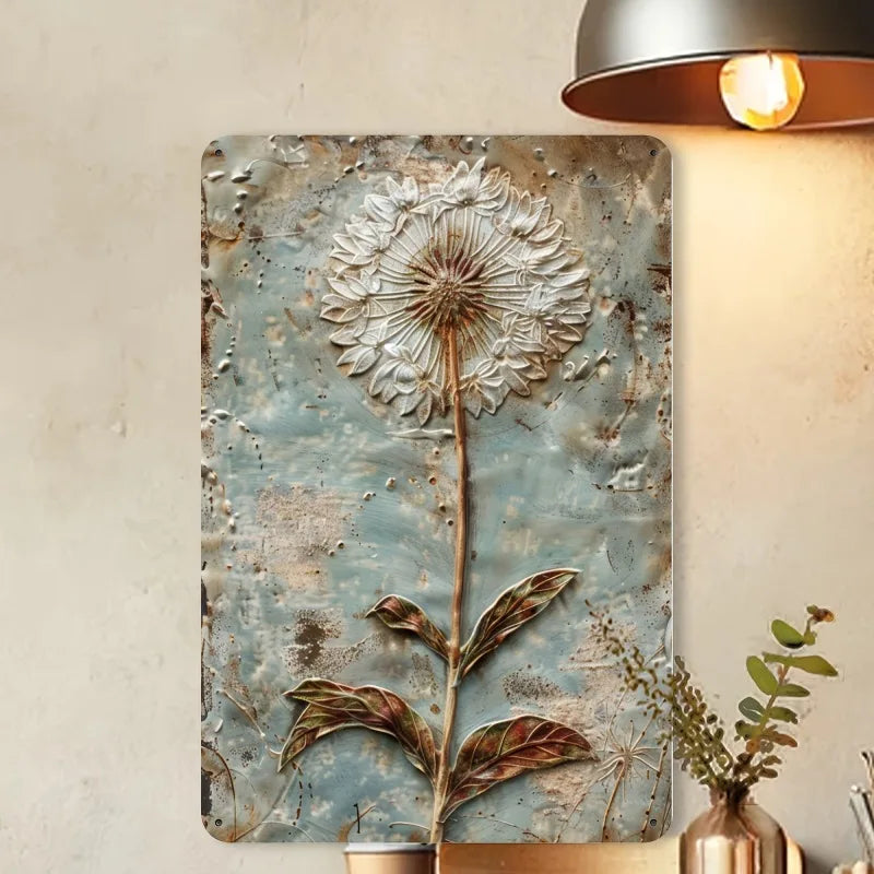 Rustic Dandelion Metal Wall Art Vintage Tin Home Decor