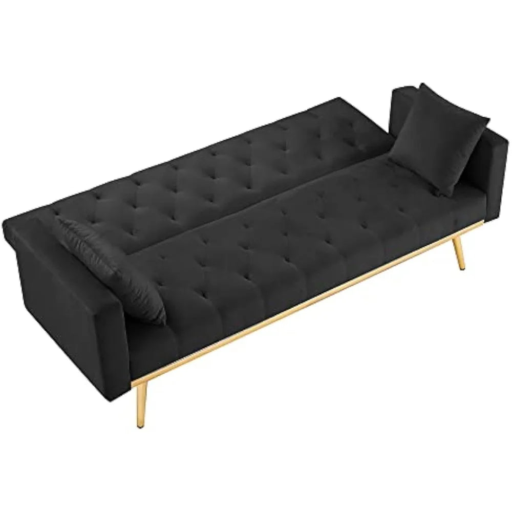 Convertible Futon Sofa Bed With Pillows Upholstered Sleeper