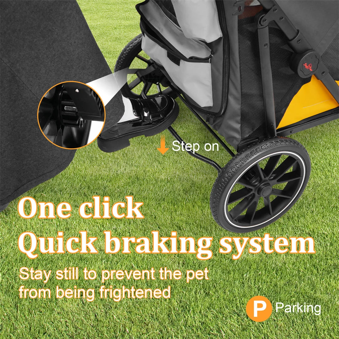 Large Dog Stroller – 90 lb Capacity, One-Click Folding, 4-Wheel Pet Jogger