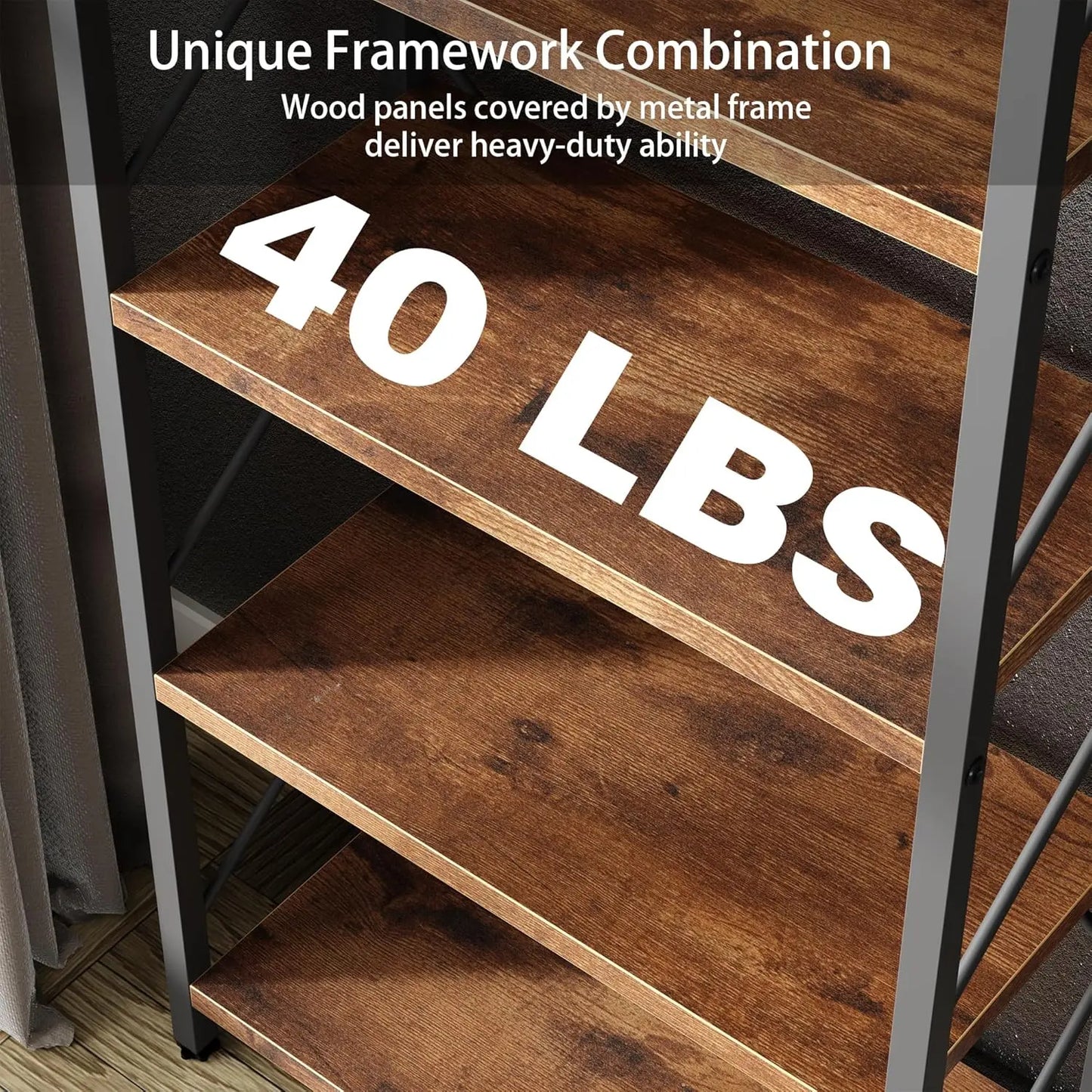 Five Tier Bookshelf Industrial Modern Design For Home