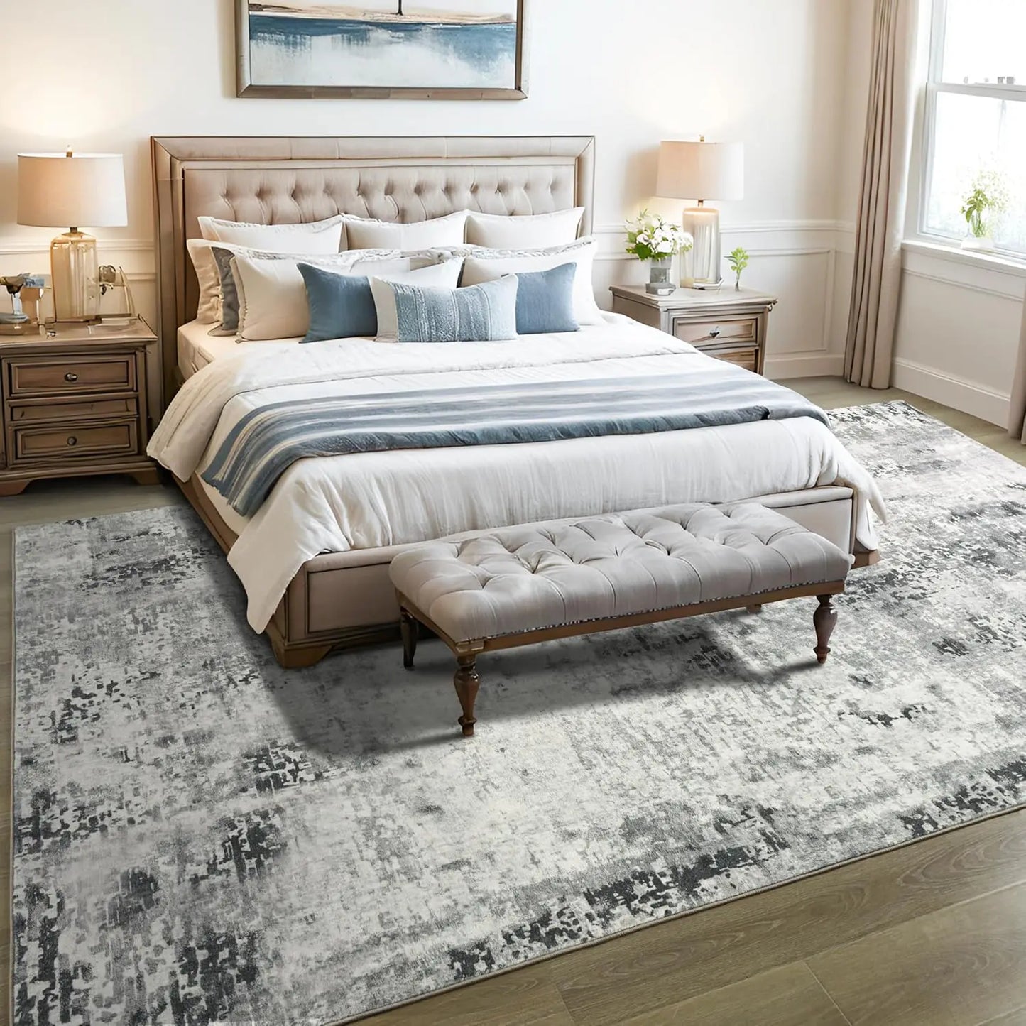 Modern Abstract Soft Non Slip Machine Washable Area Rug