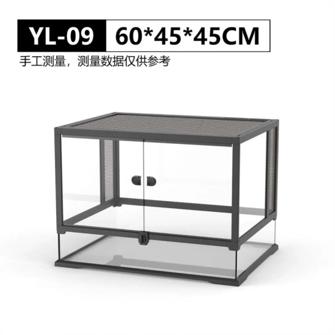 Large Glass Reptile Terrarium with Front Opening and Ventilation