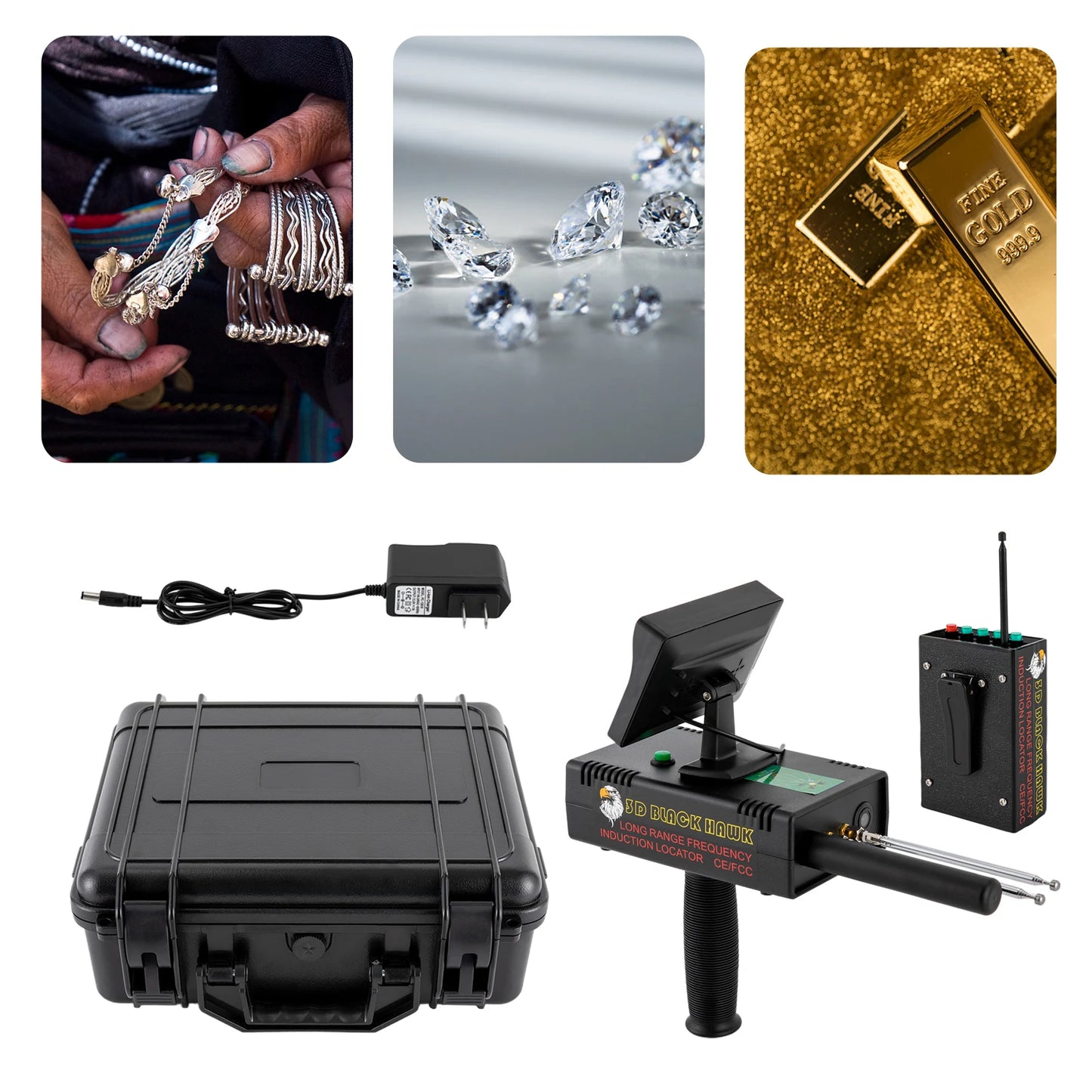 Professional Metal Detector with LED Display, 3937ft Range & 98.4ft Depth for Gold/Silver/Copper/Diamond, w/2000mAh Battery