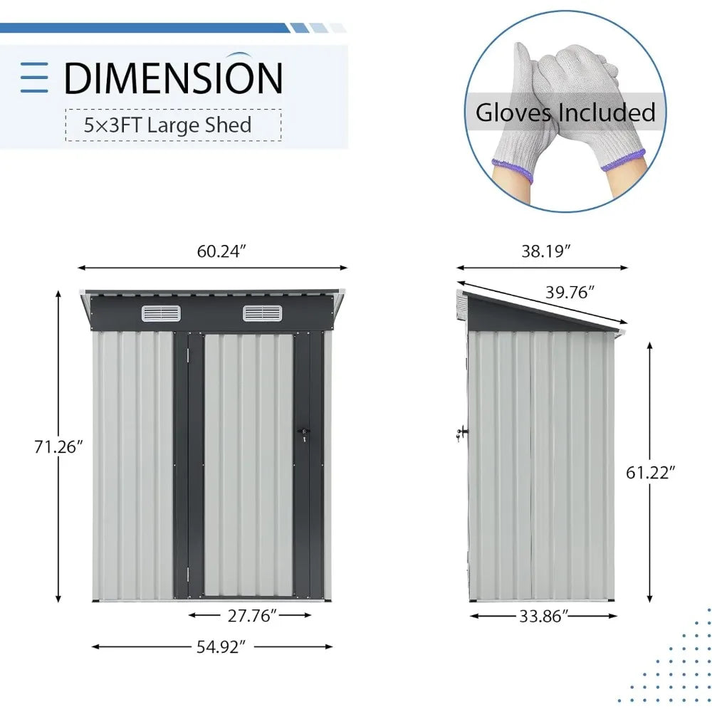 Durable Galvanized Steel Outdoor Storage Shed With Lock
