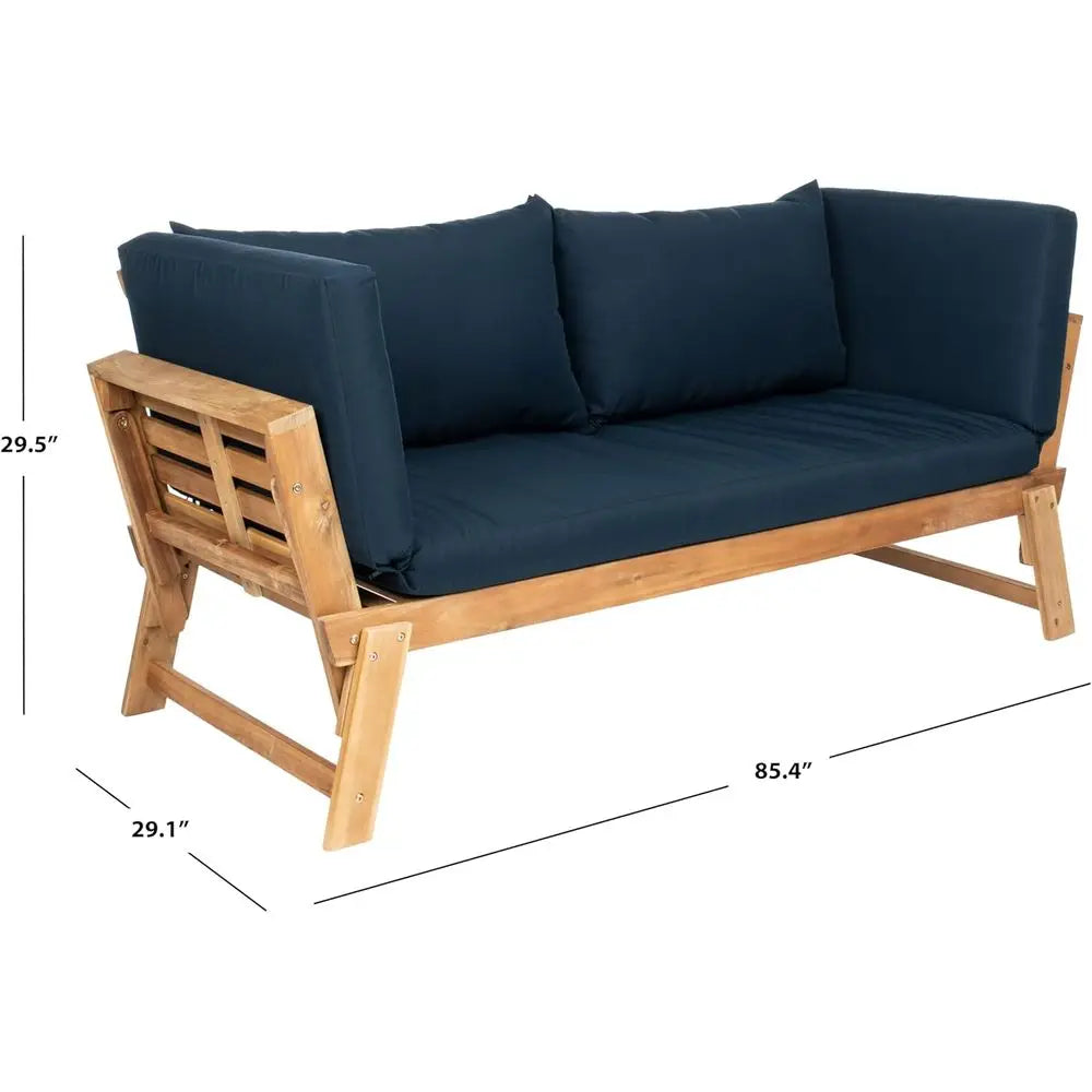 Contemporary Outdoor Daybed For Patio With Cushioned Seat Wood Frame