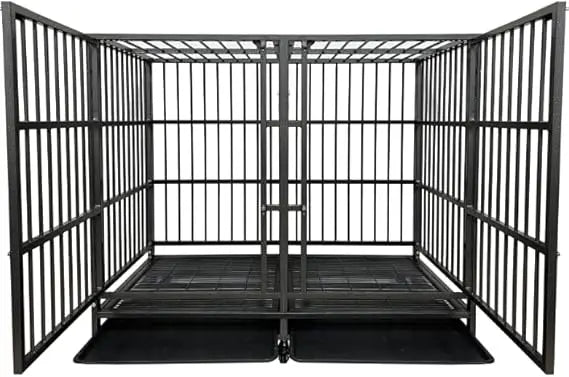 Heavy Duty Indestructible Dog Crate With Divider For Two