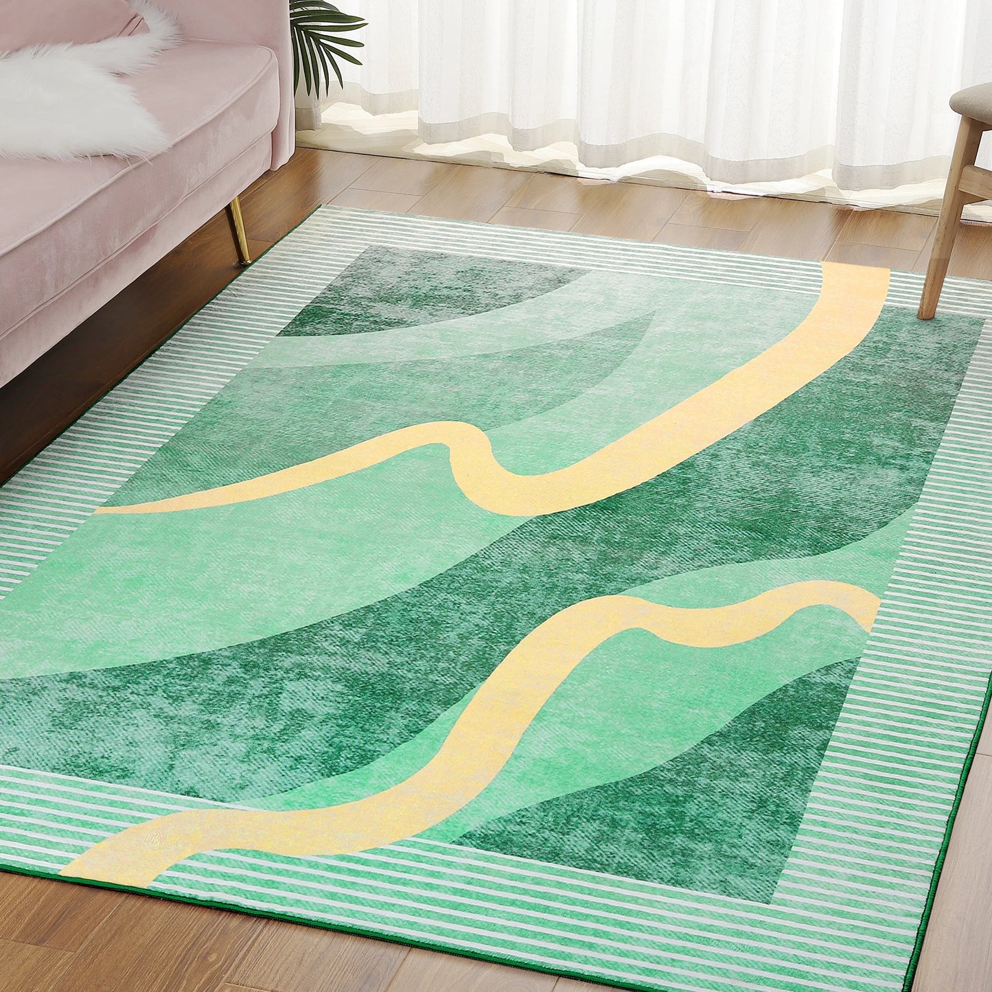 Machine Washable Vintage Area Rug With Non Slip Backing