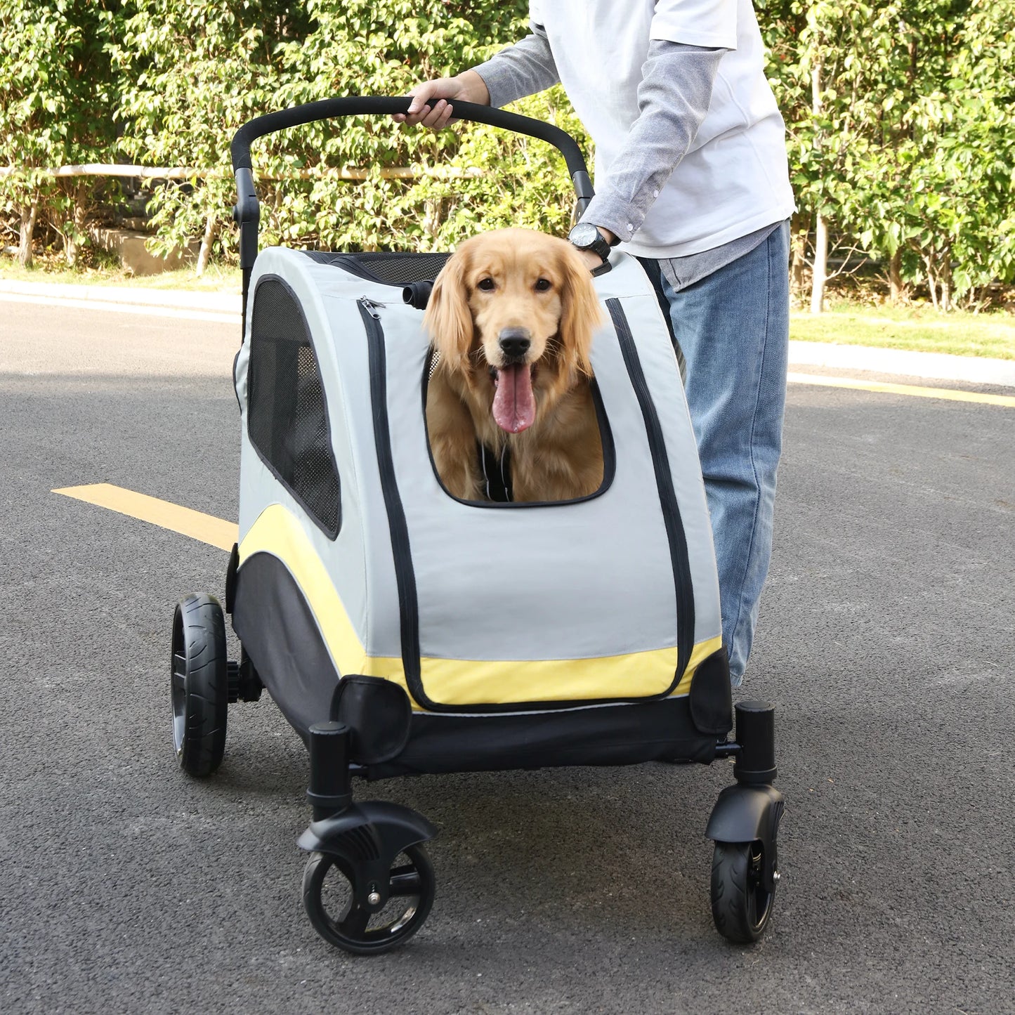 Portable Dog Stroller Four Wheel Foldable Travel Carrier