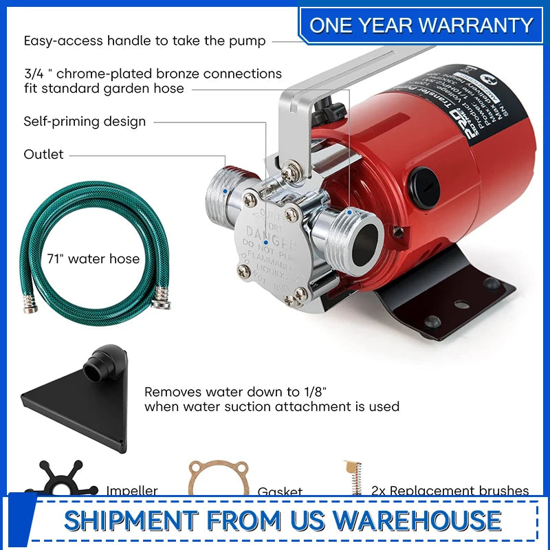 Prostormer 120V Portable Water Transfer Pump With Hose Kit
