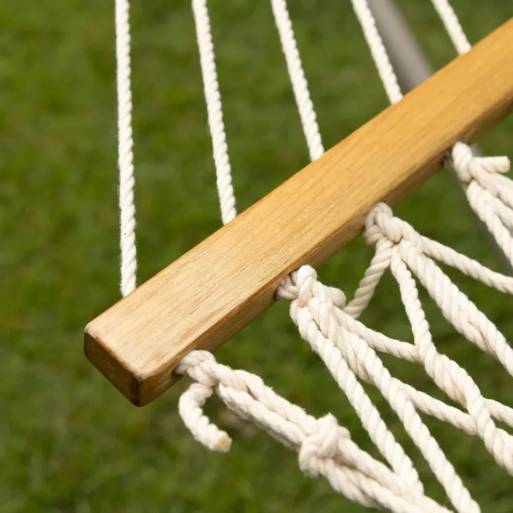 Castaway Living 13 ft. Double Traditional Hand Woven Cotton Rope Hammock with Free Extension Chains & Tree Hooks, Designed in Th