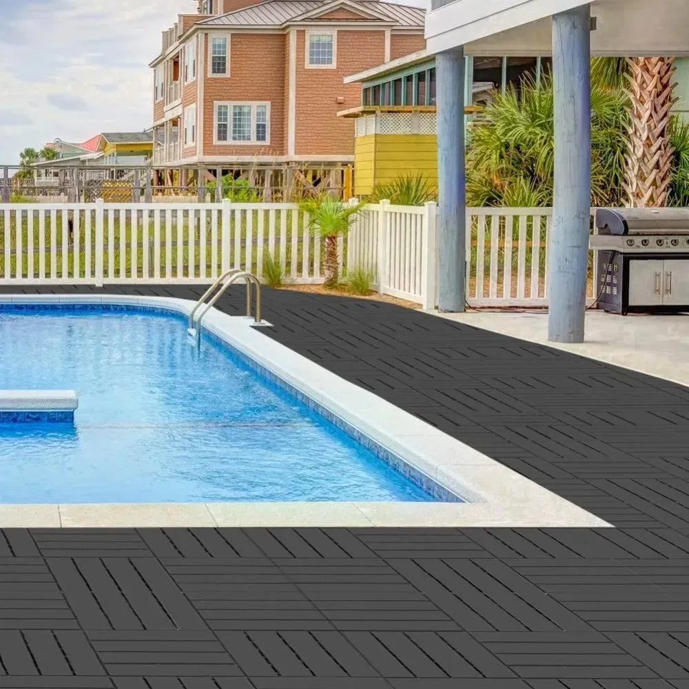 Interlocking Plastic Deck Tiles for Outdoor Patio and Balcony