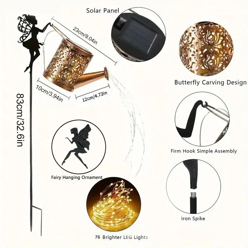 Solar Fairy Watering Pot Lamp For Outdoor Garden Decor