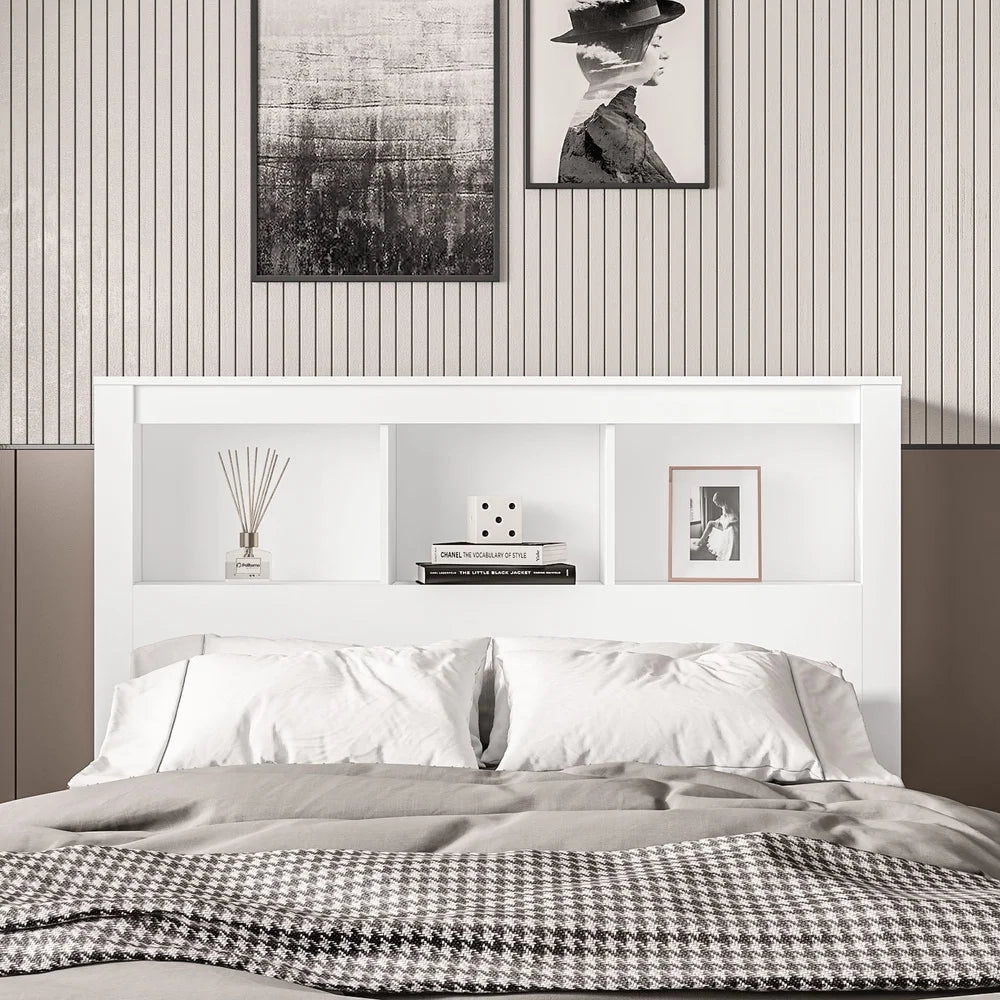 Madison Bookcase Headboard With Storage Shelves Modern Water Resistant