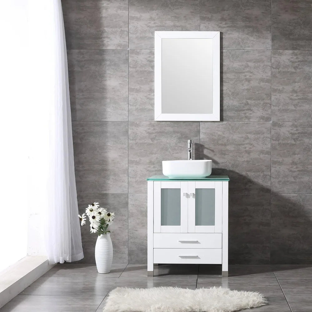 All In One Bathroom Vanity With Ceramic Vessel Sink