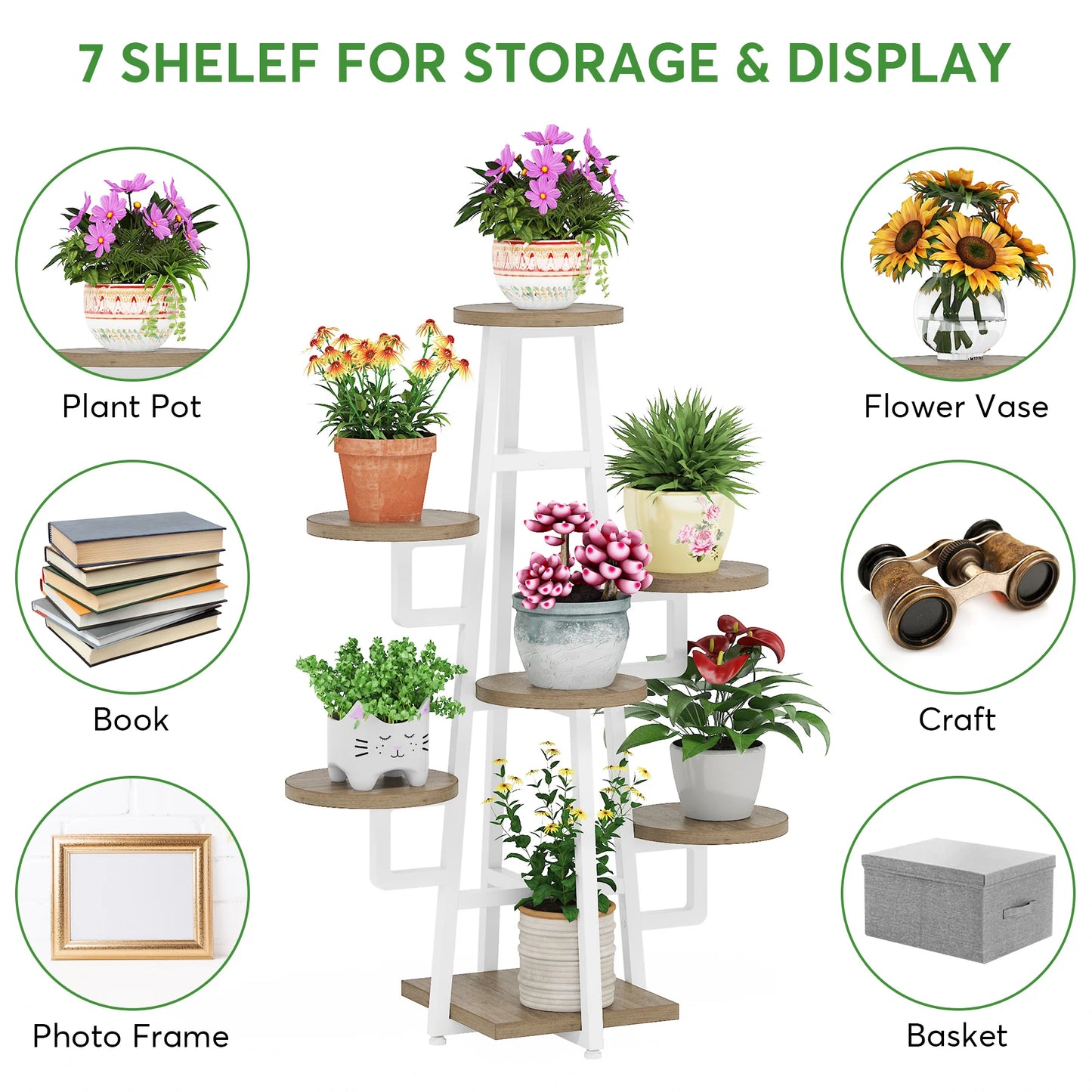 Tribesigns Multi Tier Indoor Plant Stand Wooden Corner Shelf