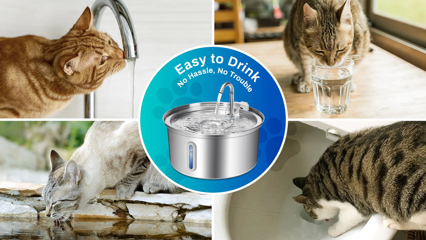 Stainless Steel Cat Water Fountain With Ultra Quiet Pump