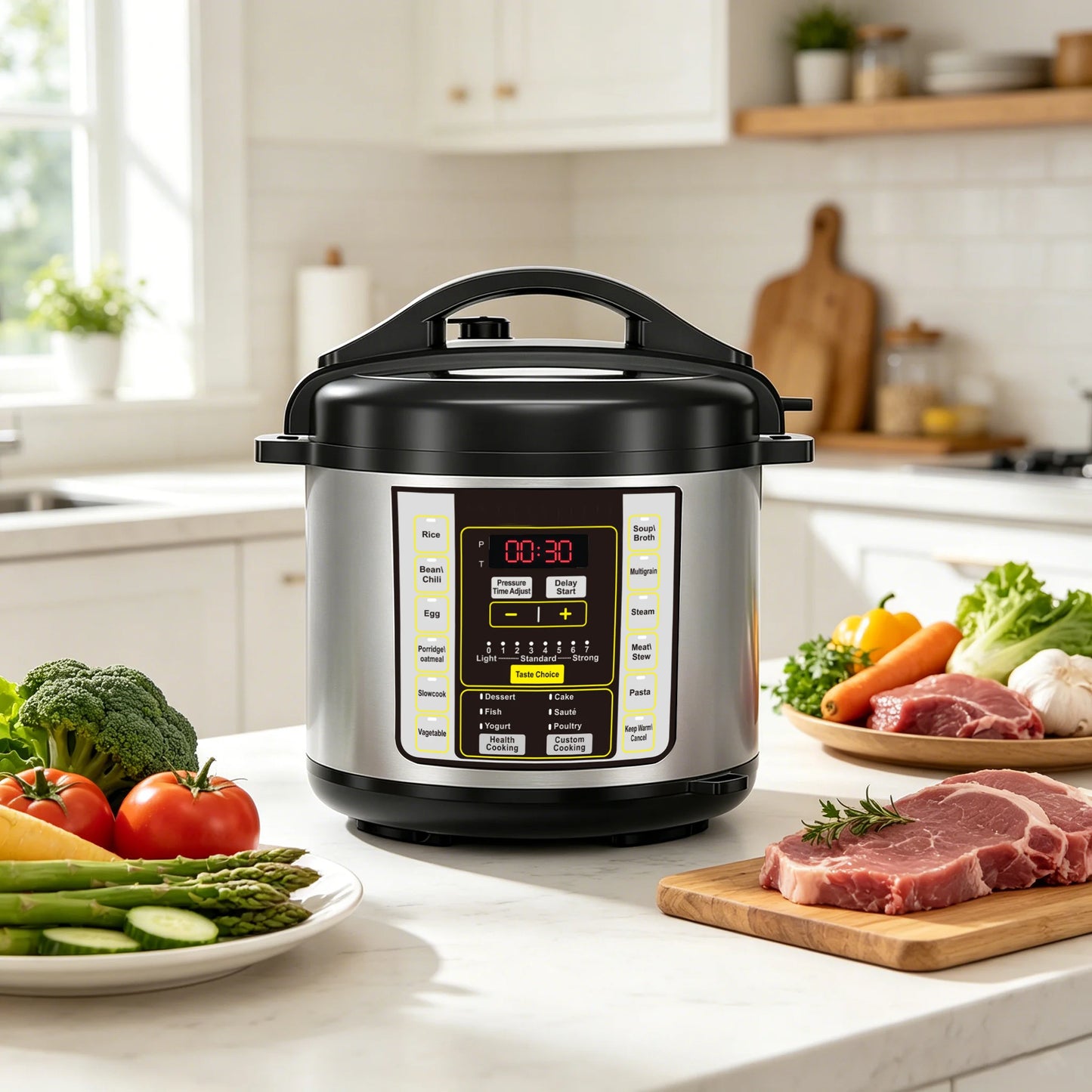 Electric Instant Pressure Cooker With Stainless Steel Liner Safe Venting