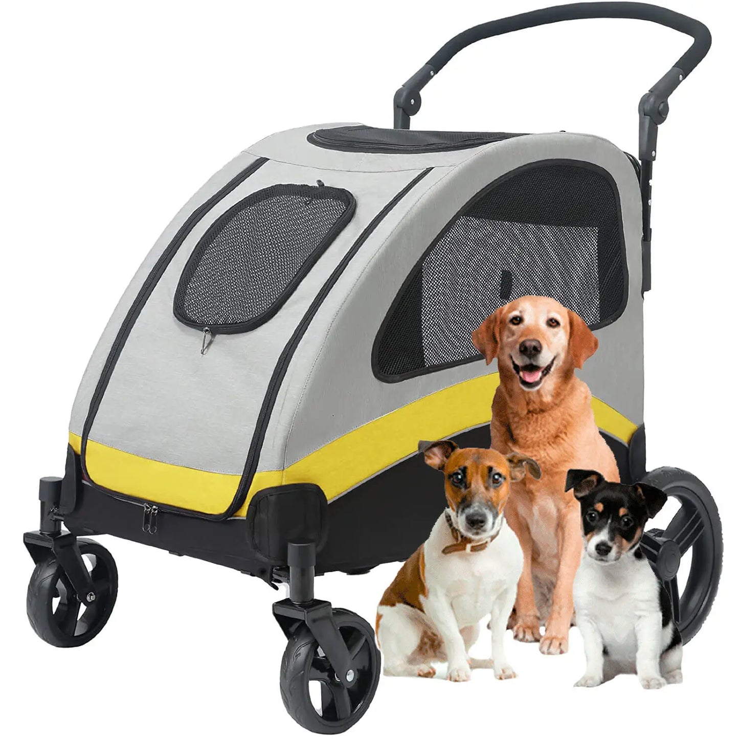 Ultra Large Dog Stroller Foldable 4 Wheels Pet Travel Cart