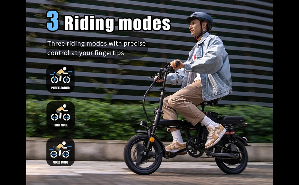 Folding Electric Bike for Adult,48V 15AH Removable Battery, 20MPH 25Miles Commuting Motorcycle Ebike,500W 14'' Electric Bicycle