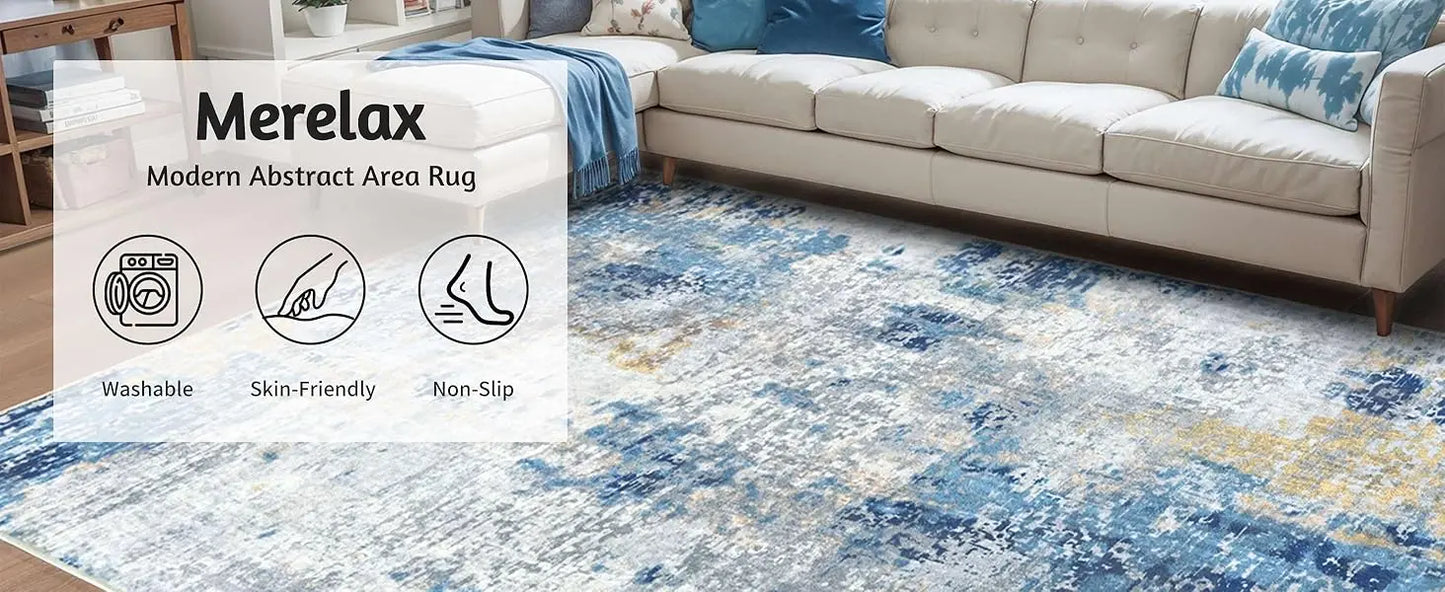 Modern Abstract Soft Non Slip Machine Washable Area Rug