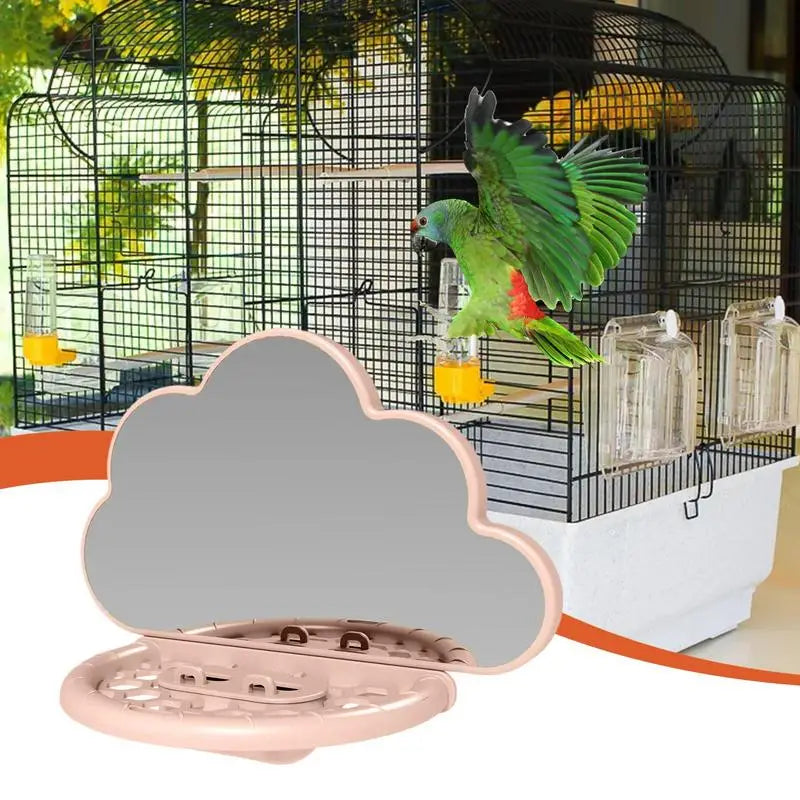 Bird Mirror with Perch for Cockatiels and Parakeets