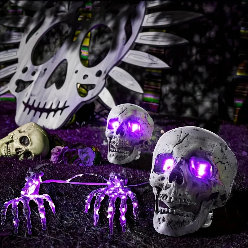 Halloween Light Up Skeleton Set Skull Arms Decor Party