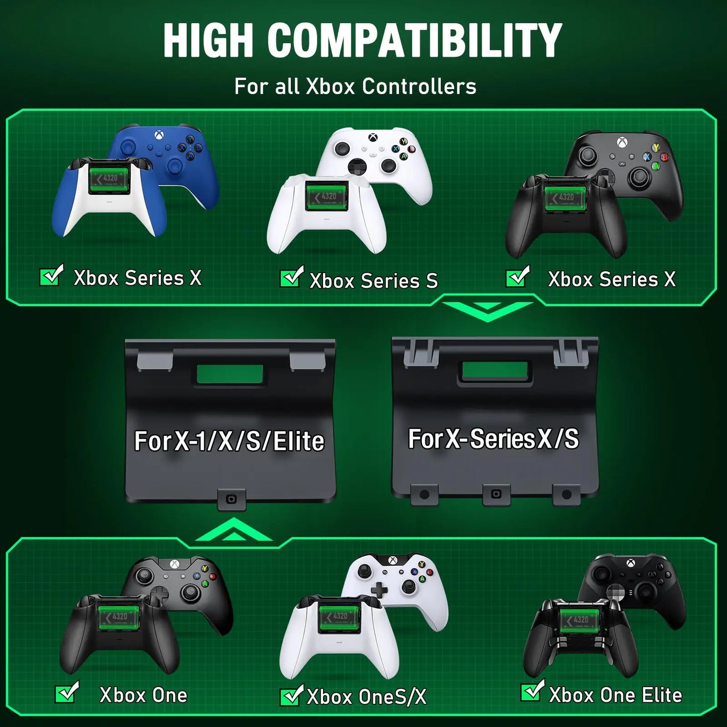 BEBONCOOL Rechargeable Battery Pack for Xbox Controllers