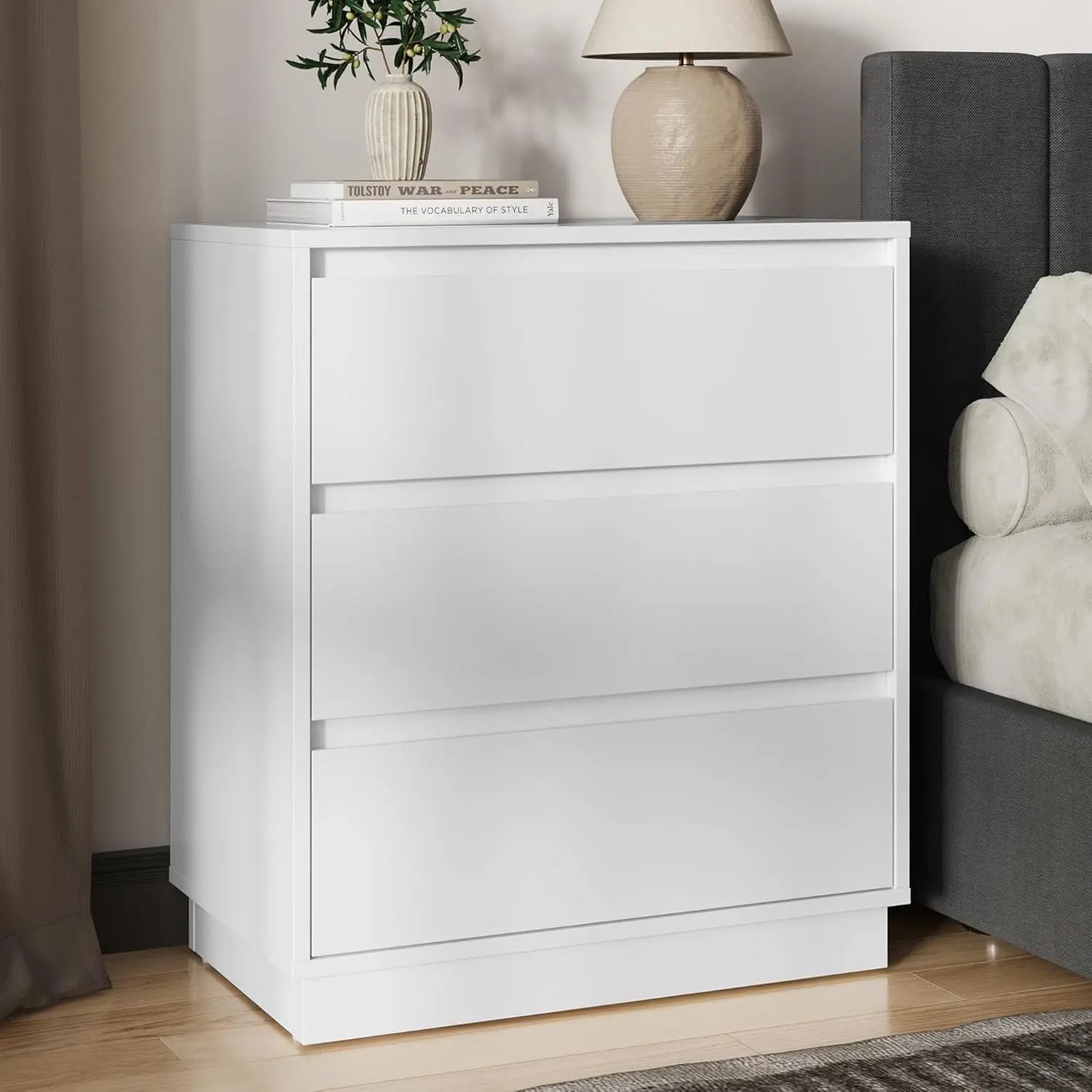 RoyaCraft Wide Nightstand Set Of 3 Drawers Bedside Tables