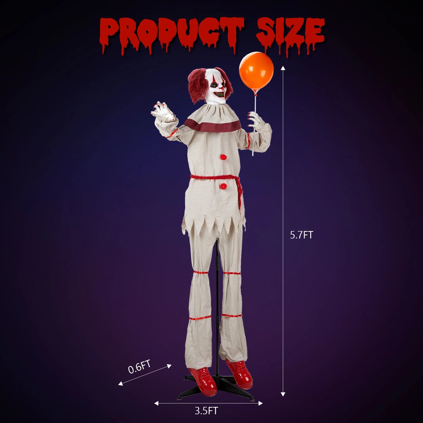Joker Balloon Voice Control Halloween Standing Decoration for Outdoors