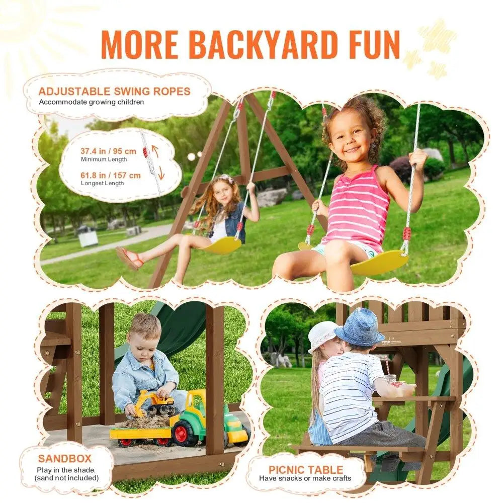 Wooden Swing Set 9 In 1 Outdoor Adventure Playground