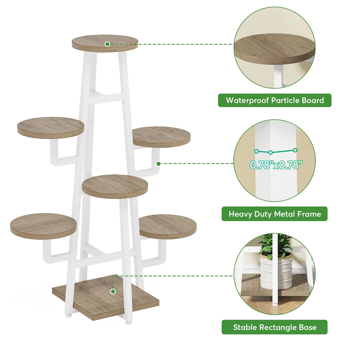 Tribesigns Multi Tier Indoor Plant Stand Wooden Corner Shelf