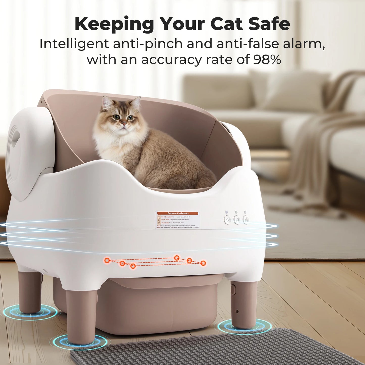 Automatic Self Cleaning Cat Litter Box with Smart APP Control