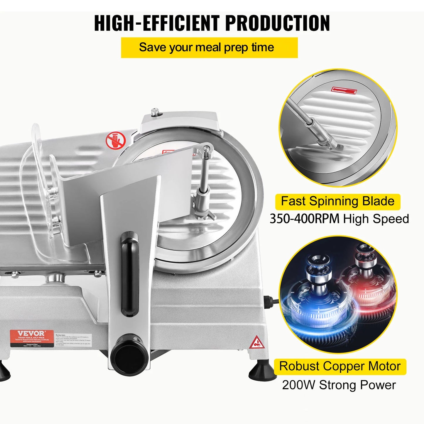 VEVOR Electric Meat Slicer with Adjustable Thickness for Home Use