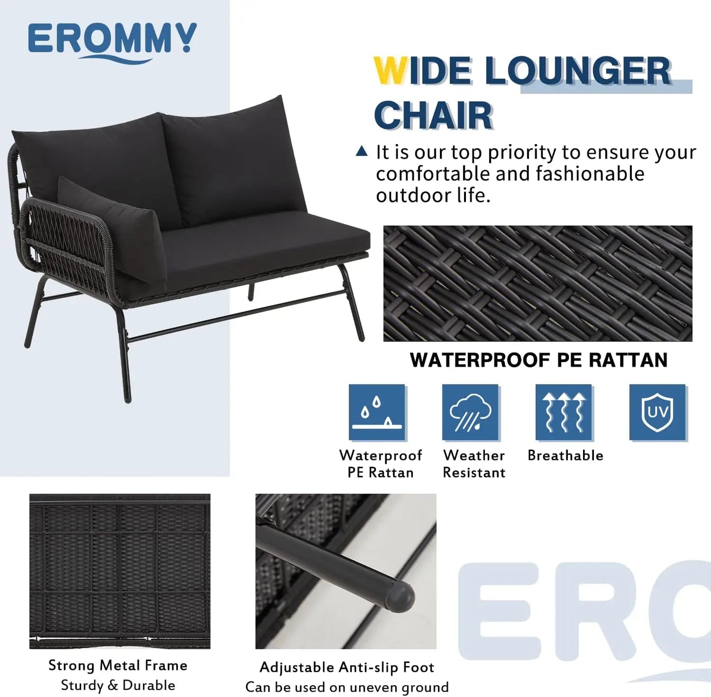 L Shaped Patio Sectional Sofa Set With Glass Coffee Table