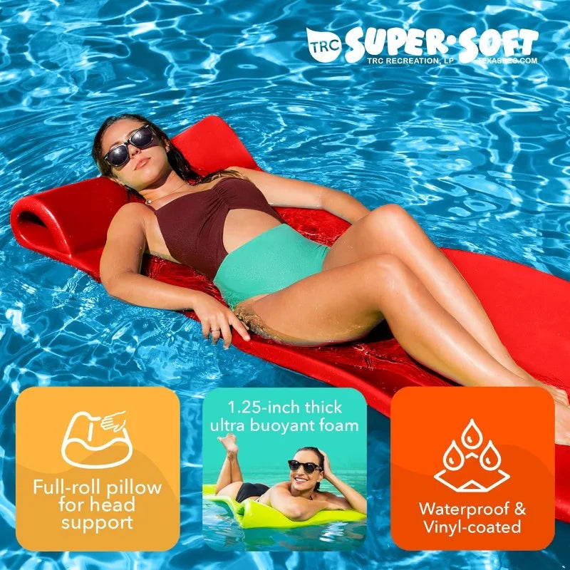 Foam Pool Float Lounger With Built-In Pillow For Relaxation