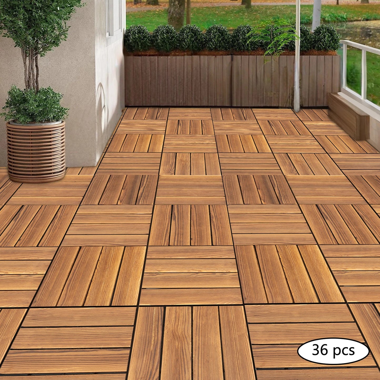 Camphor Wood Floor Tiles Interlocking Terrace Living Rooms And Gardens