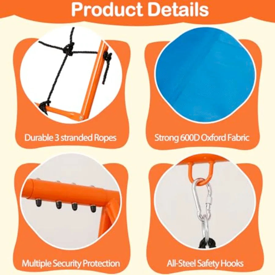 Outdoor Metal Swing Set For Kids With Swings And Trapeze