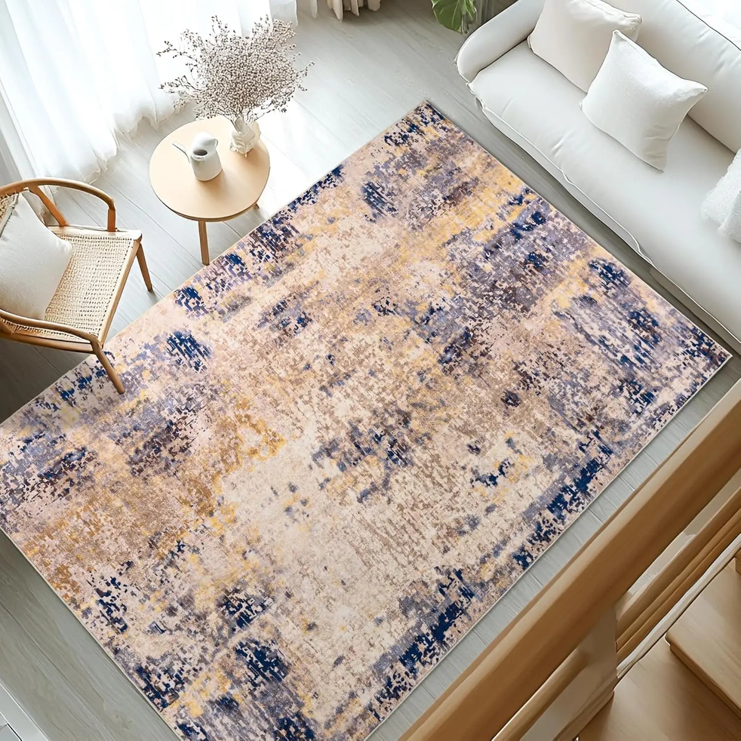 Modern Abstract Soft Non Slip Machine Washable Area Rug