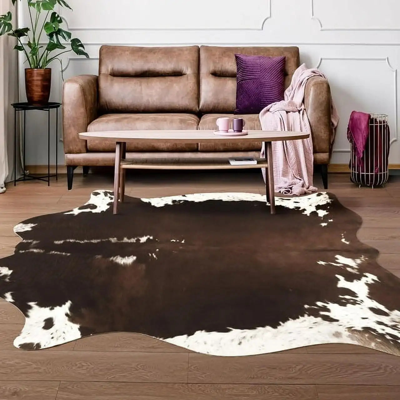 Faux Cowhide Animal Print Rug For Living Room Bedroom