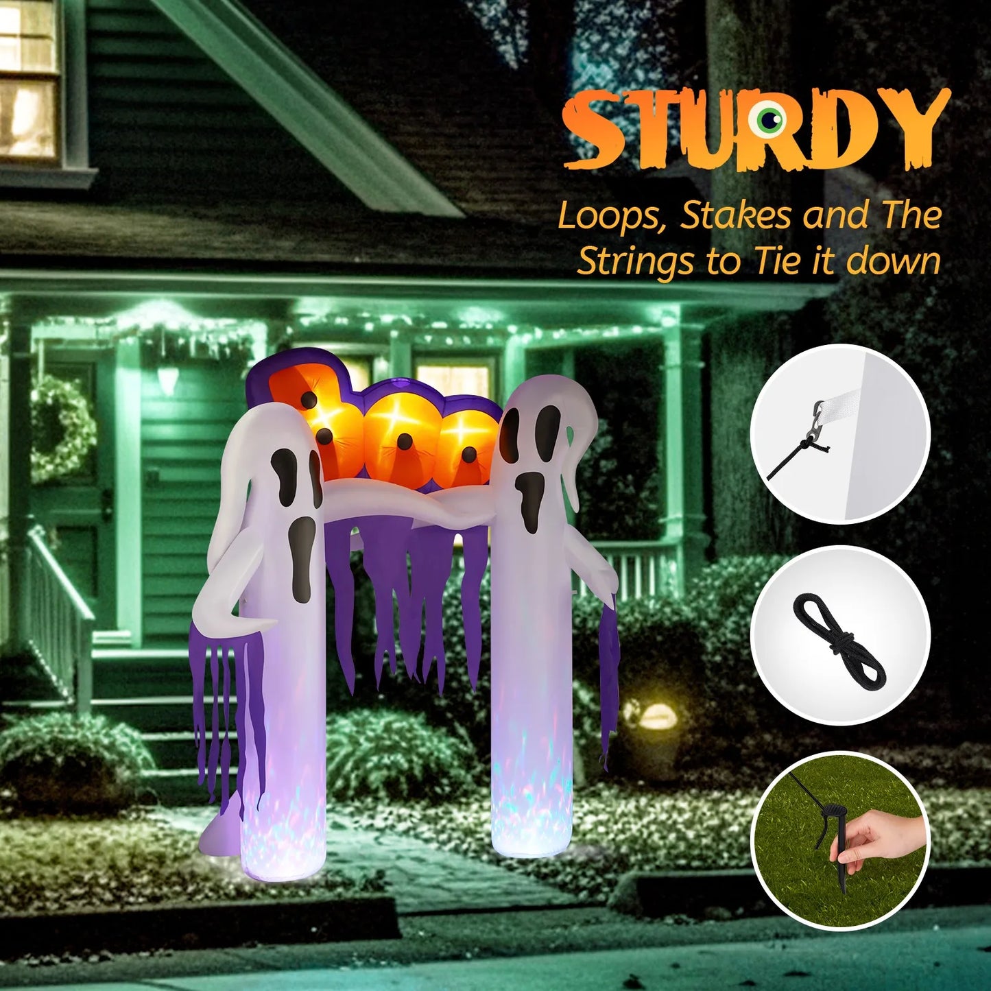 Halloween Inflatable Ghost Arch Decoration With LED Lights