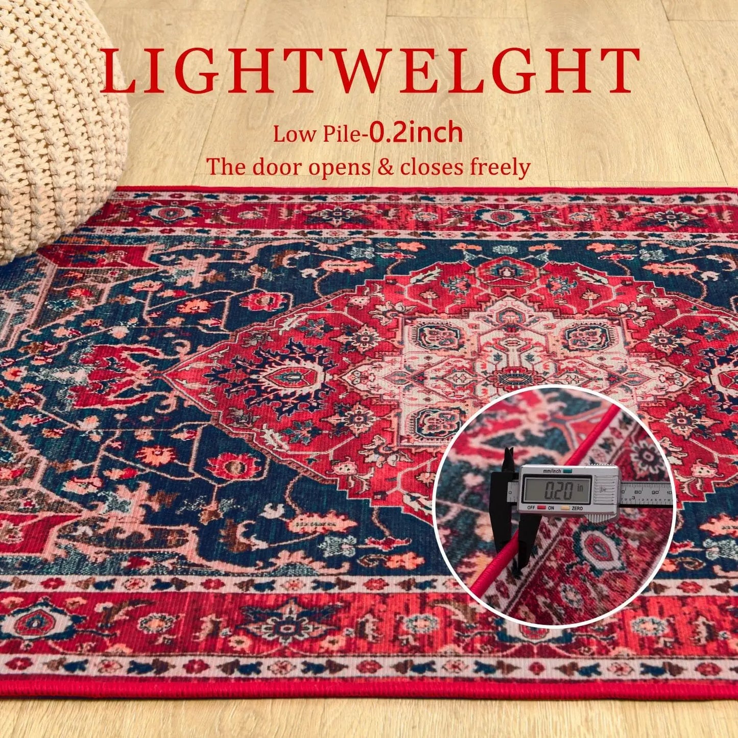 Boho Vintage Washable Non-Slip Soft Accent Bedroom Rug