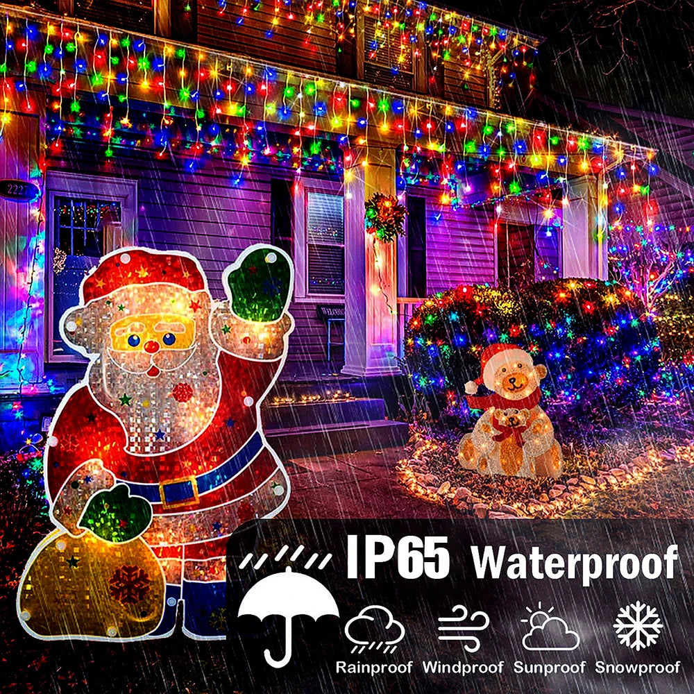 Solar Icicle Curtain Lights for Outdoor Christmas Decorations