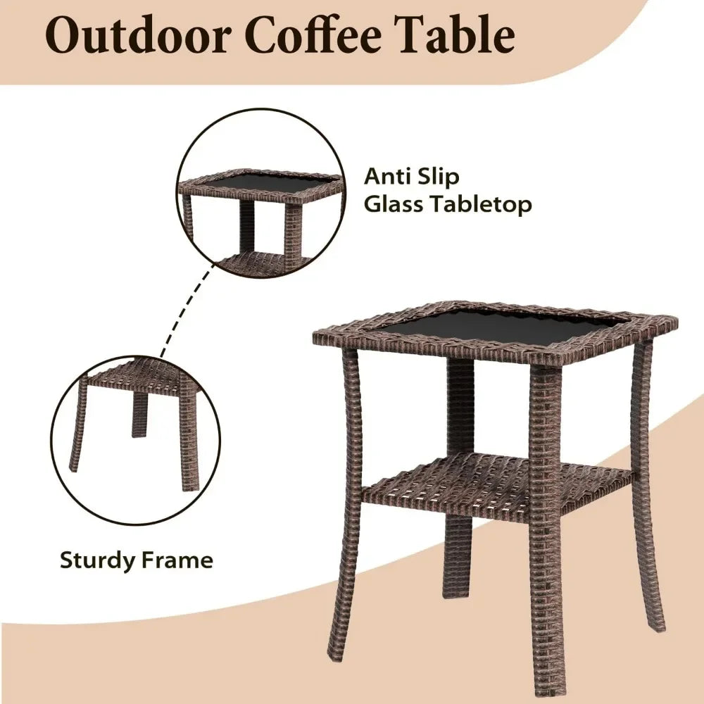 Rattan Wicker Outdoor Swivel Chairs and Table Bistro Set