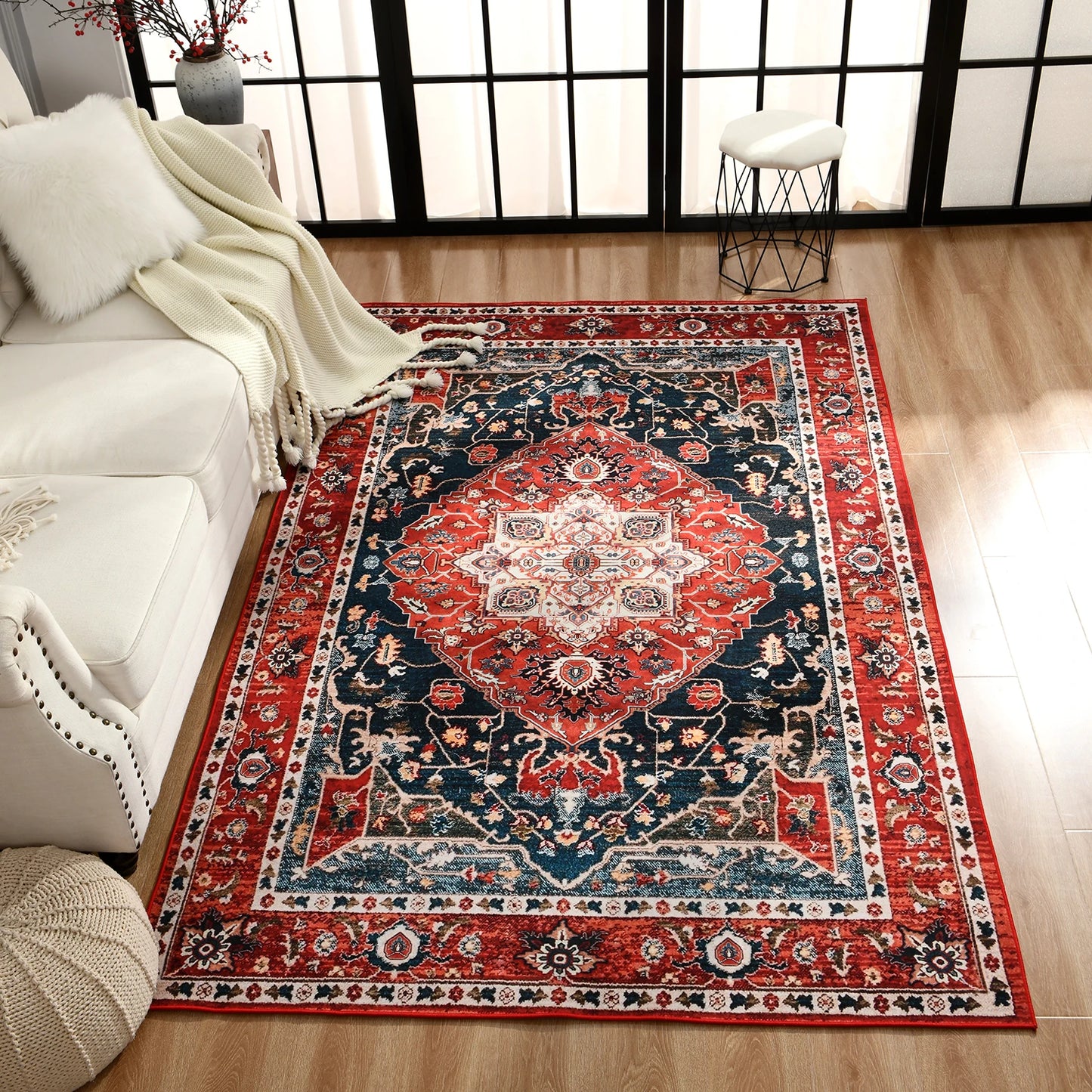 Boho Vintage Washable Non-Slip Soft Accent Bedroom Rug