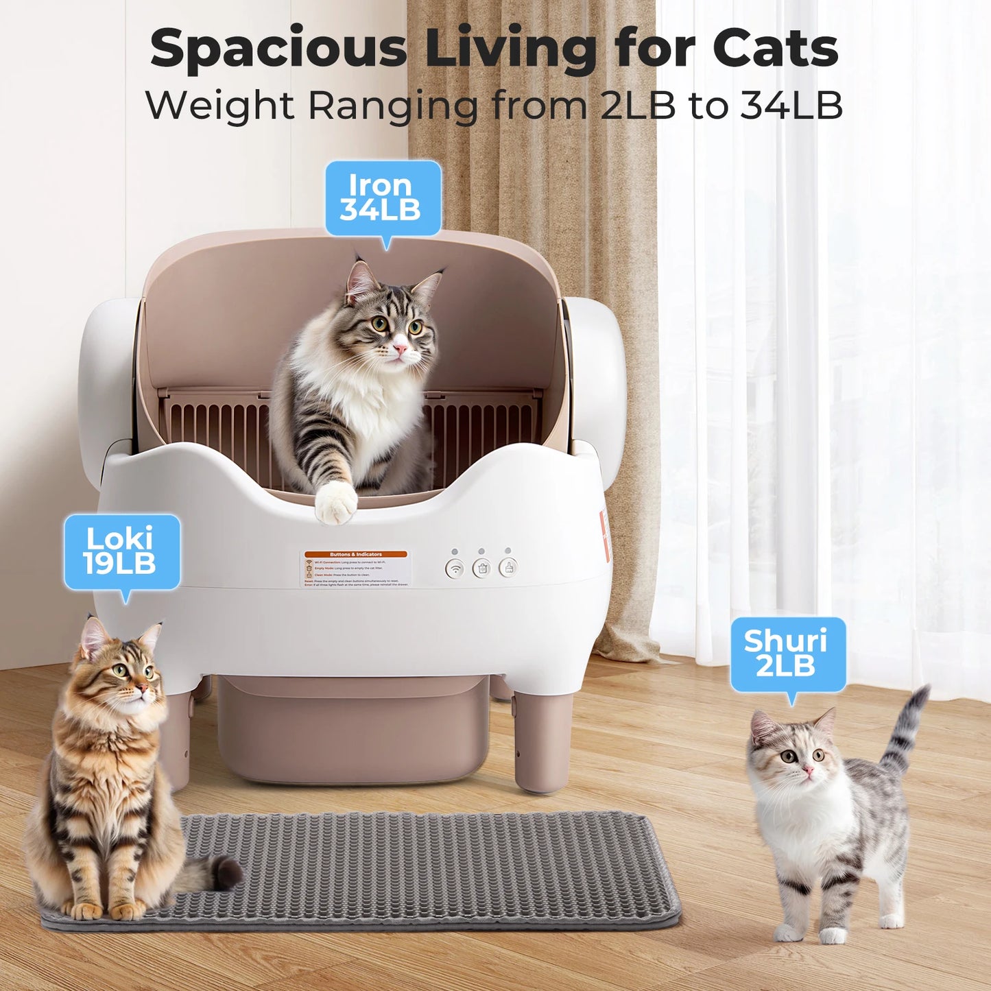 Automatic Self Cleaning Cat Litter Box with Smart APP Control