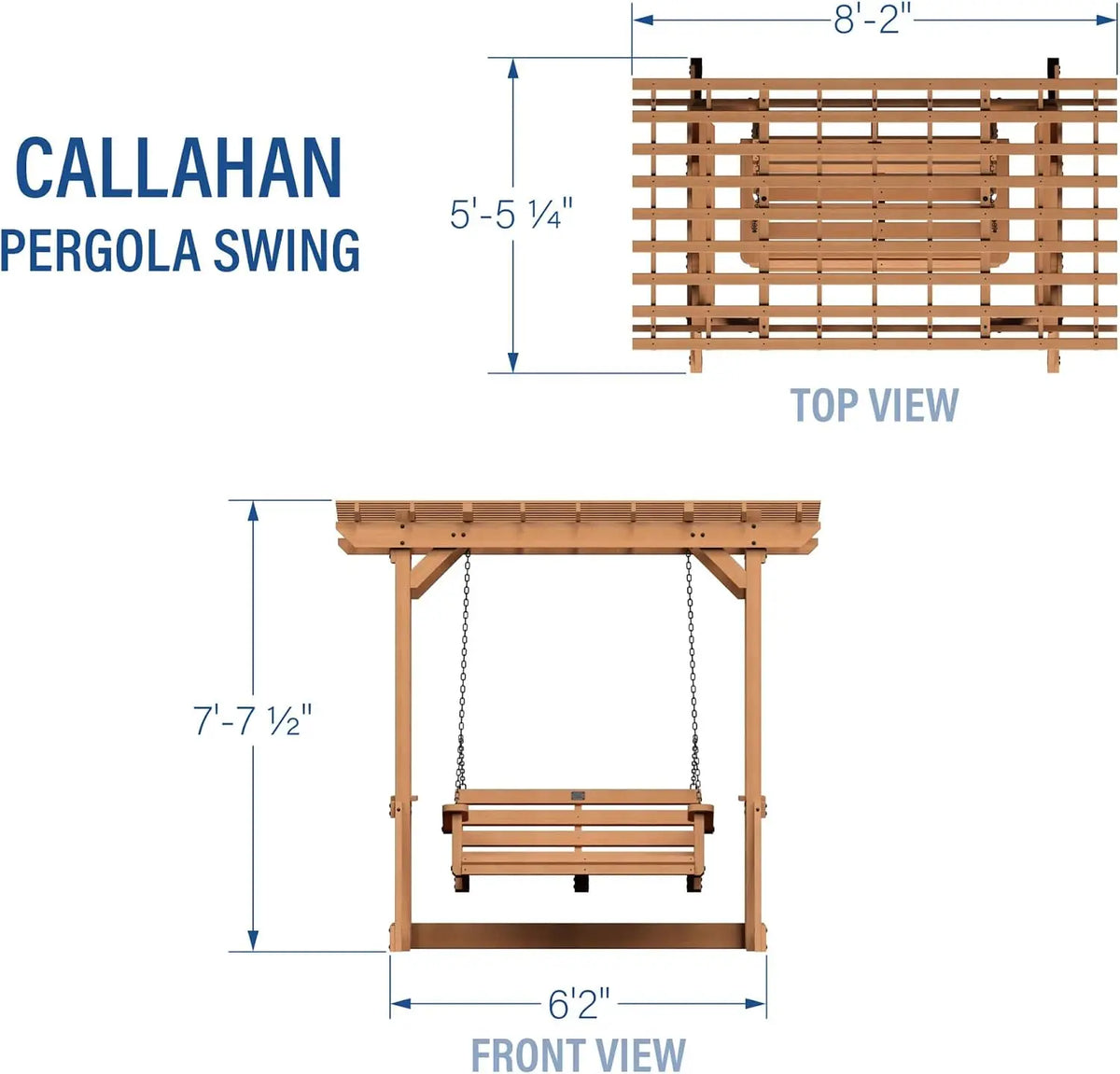 Callahan Cedar Pergola Swing Bench with Trellis